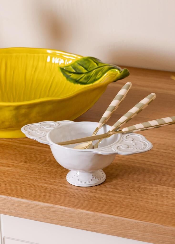 BEYAZ ESKİTME AYAKLI KASE 12CM