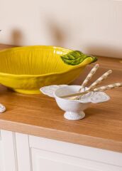 BEYAZ ESKİTME AYAKLI KASE 12CM