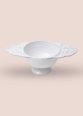 BEYAZ ESKİTME AYAKLI KASE 12CM