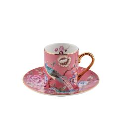 PEMBE TAVUS KUŞU TEK KİŞİLİK TÜRK KAHVESİ FİNCANI