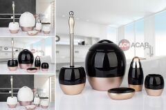 SİYAH-AÇIK ALTIN 5'Lİ BANYO SETİ