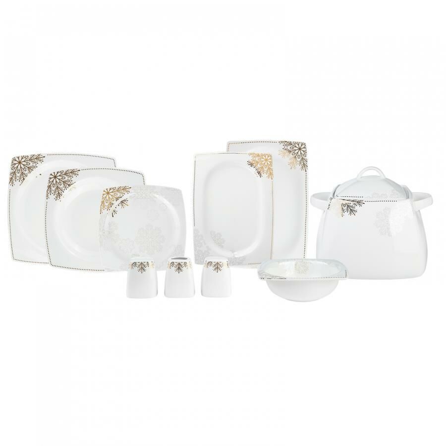 FINE BONE SNOW GOLD 60 PARÇA YEMEK TAKIMI KARE