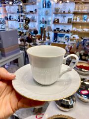 KÜTAHYA PORSELEN BEYAZ MAT ALTIN 6 KİŞİLİK ÇAY FİNCANI