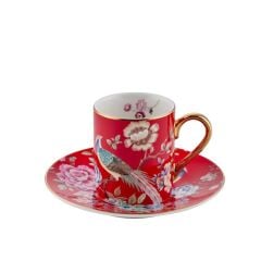 KIRMIZI TAVUS KUŞU 6 KİŞİLİK TÜRK KAHVESİ FİNCANI