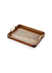 NATURA METAL KOLLU AKASYA TEPSİ GOLD 38X28CM