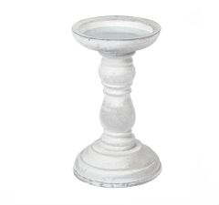 BEYAZ ESKİTME AHŞAP MUMLUK 10X17CM