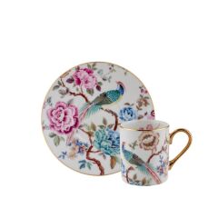 BEYAZ TAVUS KUŞU 6 KİŞİLİK TÜRK KAHVESİ FİNCANI