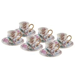 BEYAZ TAVUS KUŞU 6 KİŞİLİK TÜRK KAHVESİ FİNCANI