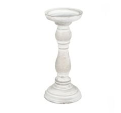 BEYAZ ESKİTME AHŞAP MUMLUK 10X24CM