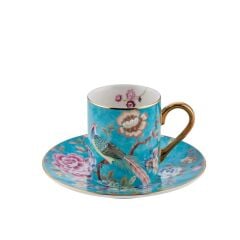 TURKUAZ TAVUS KUŞU 6 KİŞİLİK TÜRK KAHVESİ FİNCANI