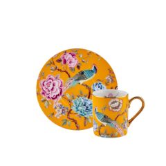 SARI TAVUS KUŞU 6 KİŞİLİK TÜRK KAHVESİ FİNCANI