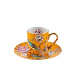 SARI TAVUS KUŞU 6 KİŞİLİK TÜRK KAHVESİ FİNCANI