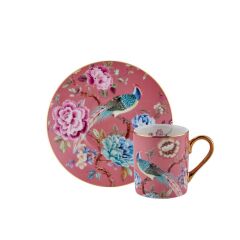 PEMBE TAVUS KUŞU 6 KİŞİLİK TÜRK KAHVESİ FİNCANI