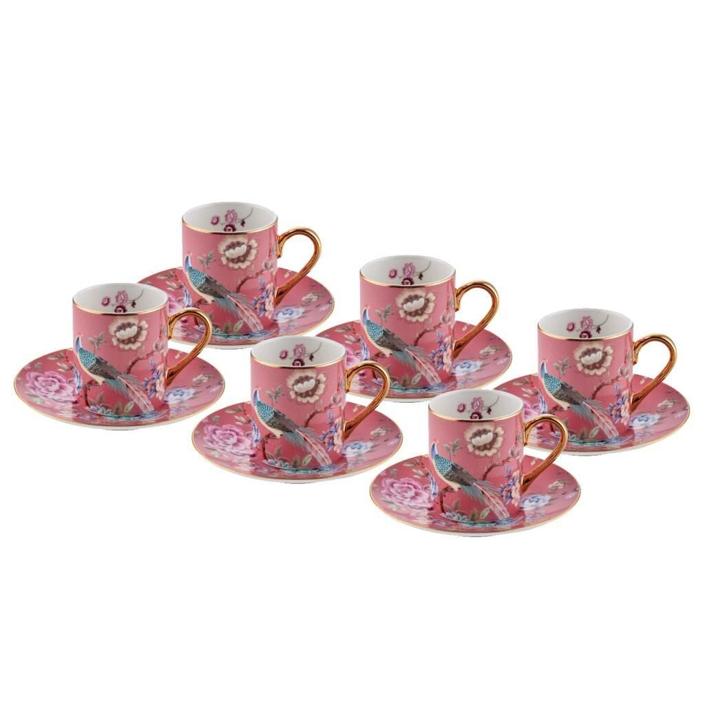PEMBE TAVUS KUŞU 6 KİŞİLİK TÜRK KAHVESİ FİNCANI