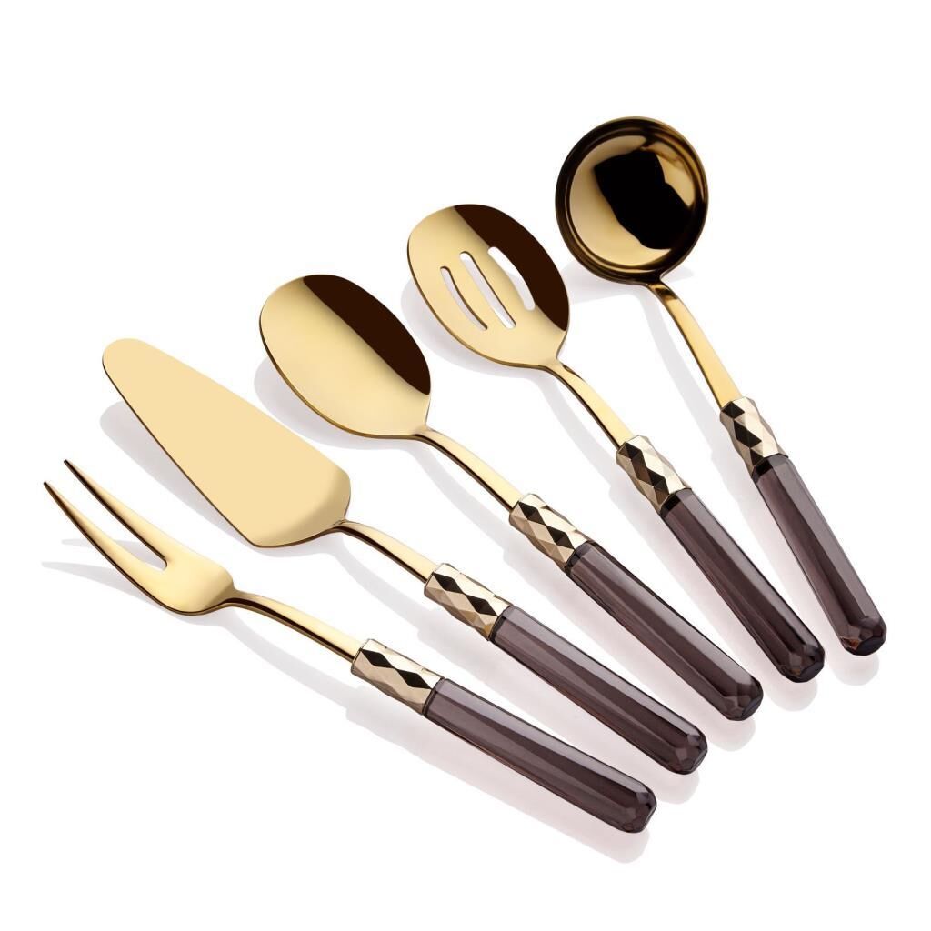 DİAMOND FÜME 5 PARÇA AKRİLİK SERVİS SETİ