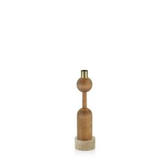TRAVERTEN KAİDELİ AHŞAP TOPLU MUMLUK 6X26CM