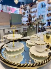 SHELLY ALTIN 5 PARÇA TÜRK KAHVESİ FİNCAN SETİ