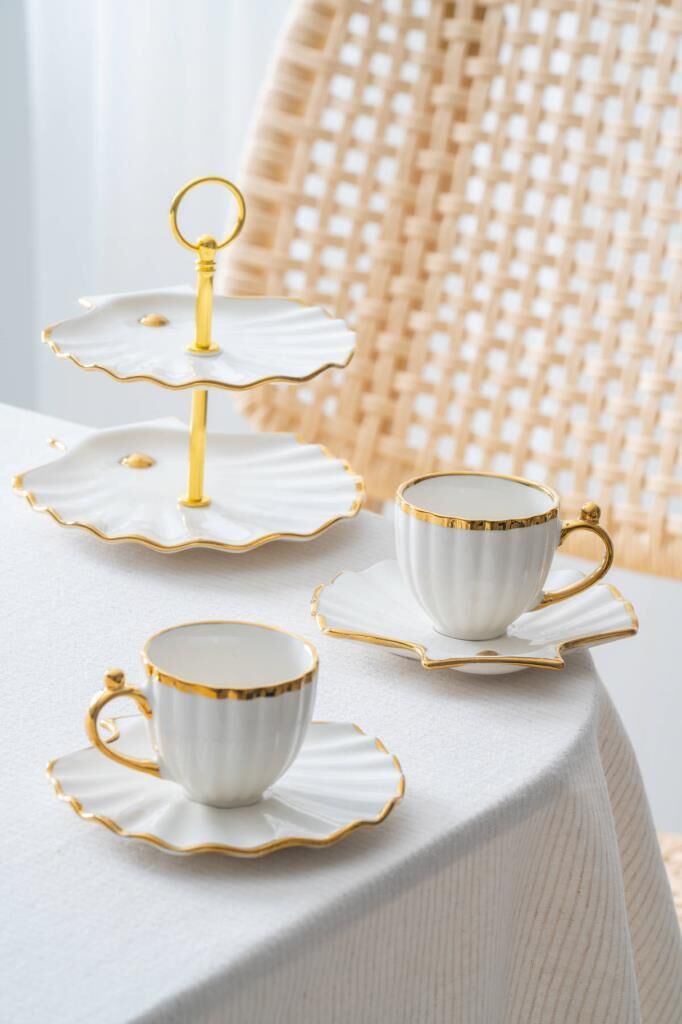 SHELLY ALTIN 5 PARÇA TÜRK KAHVESİ FİNCAN SETİ