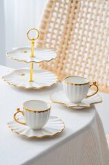 SHELLY ALTIN 5 PARÇA TÜRK KAHVESİ FİNCAN SETİ