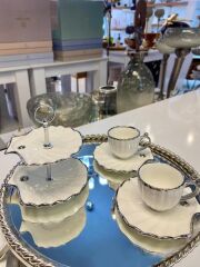 SHELLY GÜMÜŞ 5 PARÇA TÜRK KAHVESİ FİNCAN SETİ