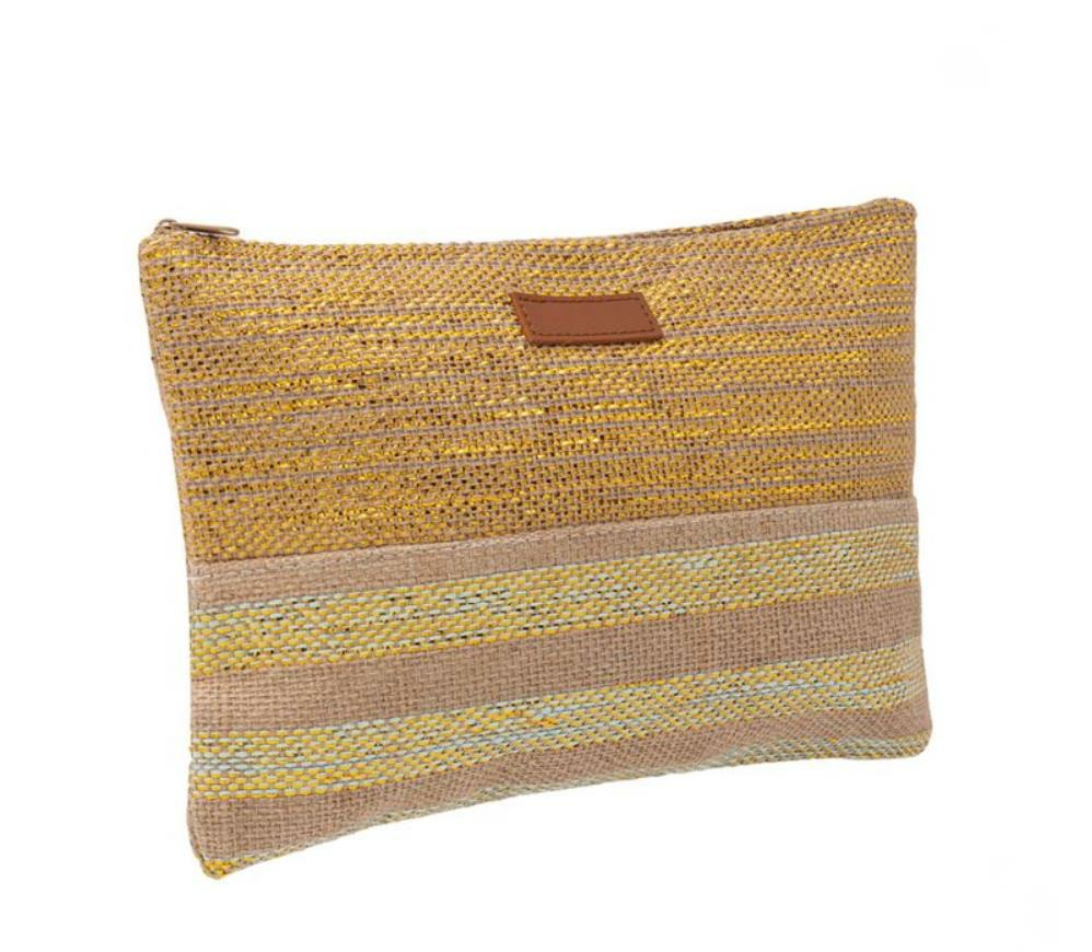 BEJ SARI JÜT EL ÇANTASI 32X22CM
