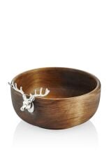 GEYİK FİGÜRLÜ AHŞAP KASE GÜMÜŞ 25X22X12CM