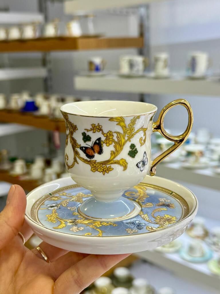 MAVİ AYAKLI TEK KİŞİLİK TÜRK KAHVESİ FİNCANI