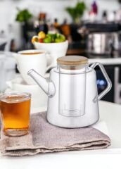 BAMBU KAPAKLI SÜZGEÇLİ DEMLİK 800CC