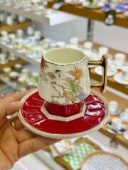 KIRMIZI AYAKLI TEK KİŞİLİK TÜRK KAHVESİ FİNCANI