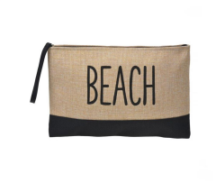 SİYAH BEJ JÜT EL ÇANTASI 29X21CM