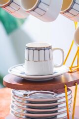 PUFFIN STANDLI 6 KİŞİLİK TÜRK KAHVESİ FİNCANI DESEN2