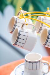 PUFFIN STANDLI 6 KİŞİLİK TÜRK KAHVESİ FİNCANI DESEN2