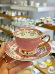 PEMBE ÇİÇEKLİ TEK KİŞİLİK TÜRK KAHVESİ FİNCANI