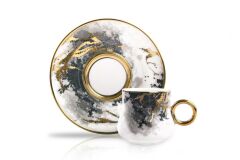 SİYAH GOLD BUĞU DESEN TEK KİŞİLİK TÜRK KAHVESİ FİNCAN
