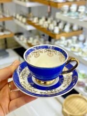 LACİVERT ÇİÇEKLİ TEK KİŞİLİK TÜRK KAHVESİ FİNCANI