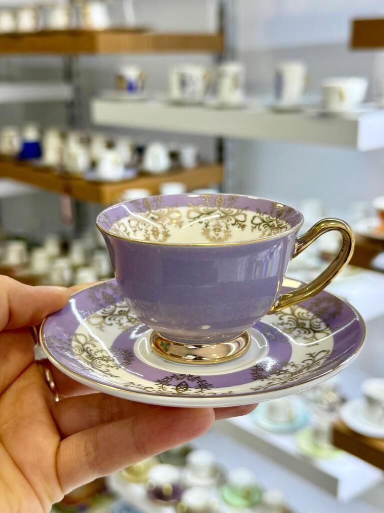 MOR ÇİÇEKLİ TEK KİŞİLİK TÜRK KAHVESİ FİNCANI