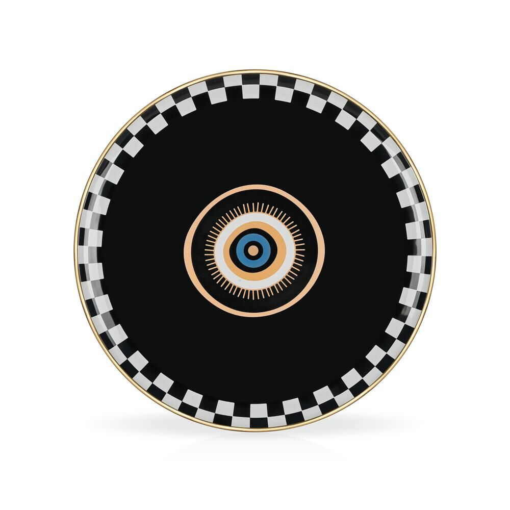 NAZAR SİYAH TEKLİ SERVİS TABAK 26CM