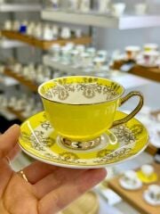 SARI ÇİÇEKLİ TEK KİŞİLİK TÜRK KAHVESİ FİNCANI