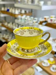 SARI ÇİÇEKLİ TEK KİŞİLİK TÜRK KAHVESİ FİNCANI