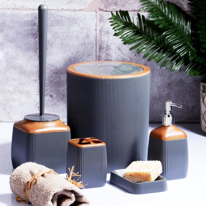 FÜME AHŞAP FİTİLLİ 5 PARÇA BANYO SETİ