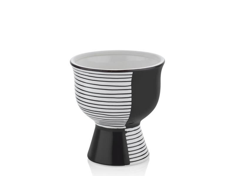 SİYAH BEYAZ ÇİZGİLİ DEKOR/VAZO 15CM