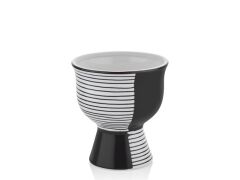 SİYAH BEYAZ ÇİZGİLİ DEKOR/VAZO 15CM