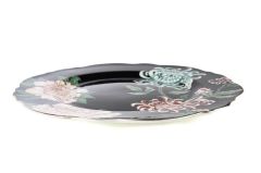 FLEUR SİYAH TEKLİ PASTA TABAK 21CM