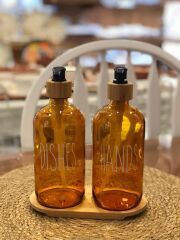 AMBER BAMBU 2'Lİ SIVI SABUNLUK SETİ