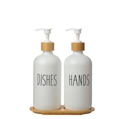 BEYAZ BAMBU 2'Lİ SIVI SABUNLUK SETİ