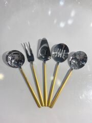 ALLEGRA MAT GOLD DEKORLU 5 PARÇA SOS SERVİS SETİ