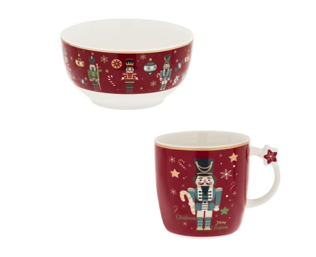 KIRMIZI NOEL KURŞUN ASKER KUPA VE KASE SETİ