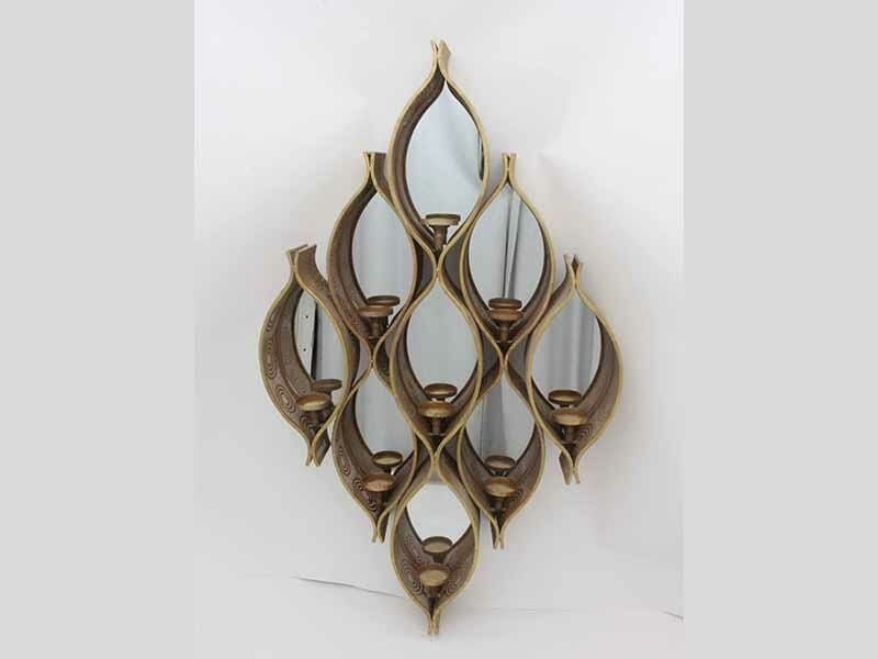 WHITE GOLD DAMLALI AYNALI TEALIGHT MUMLUK 139 CM