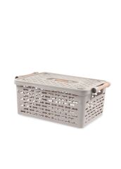 BEJ KAPAKLI DÜZENLEYİCİ SEPET 30X20X13CM