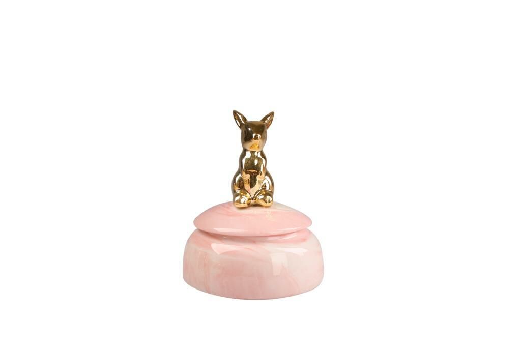 PEMBE ALTIN TAVŞAN FİGÜRLÜ KUTU/DEKOR